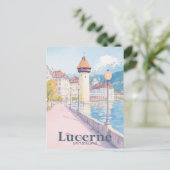 Luzern Zwitserland Waterverf reisillustratie Briefkaart (Staand voorkant)