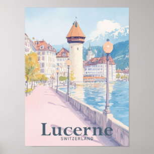 Luzern Zwitserland Waterverf reisillustratie Poster