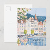 Luzern Zwitserland Waterverf Schilderij Reizen Briefkaart (Voorkant / Achterkant)