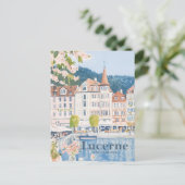 Luzern Zwitserland Waterverf Schilderij Reizen Briefkaart (Staand voorkant)