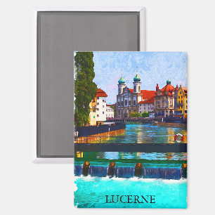 Luzern Zwitserland Zwitserse Waterverf Magneet