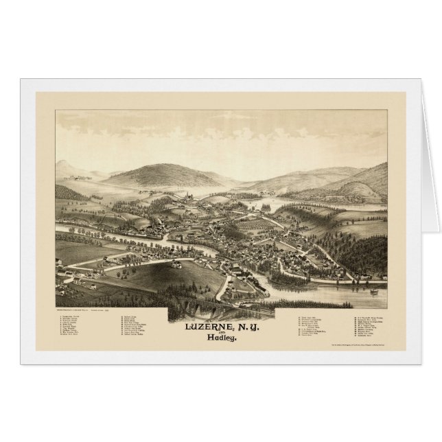 Luzerne & Hadley, NY Panoramic Map - 1887 (Voorkant Horizontaal)