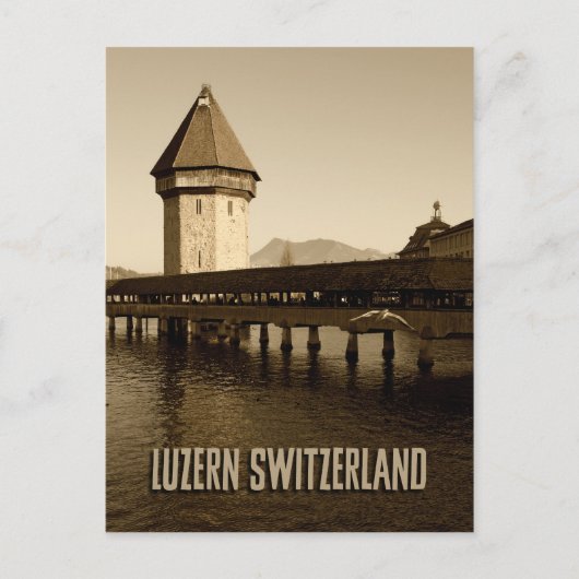 Luzerne Kapelbrug in Zwitserland Briefkaart (Voorkant)