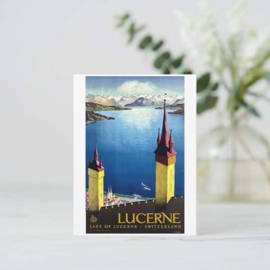 Luzerne, stadstorens, landschap, uitzicht op meer briefkaart (Staand voorkant)