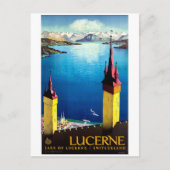 Luzerne, stadstorens, landschap, uitzicht op meer briefkaart (Voorkant)