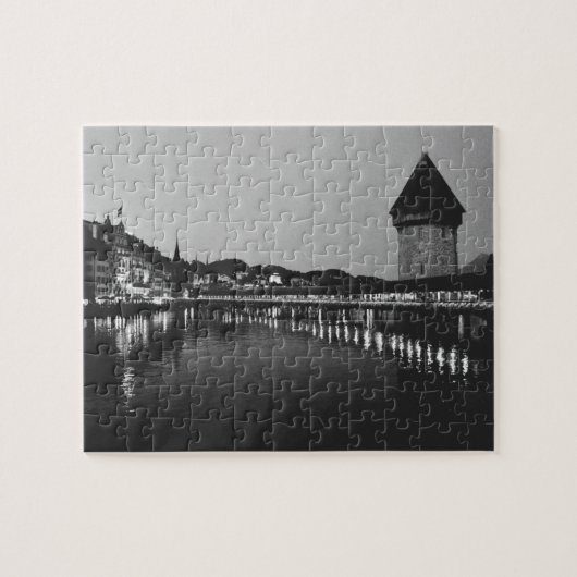 Luzerne (Zwitserland) Chapelbrug + Reuss Legpuzzel (Horizontaal)
