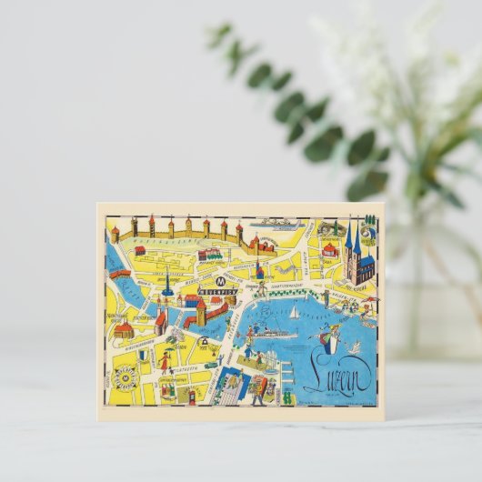 Luzerne Zwitserland Kleurrijke Kaart (Staand voorkant)