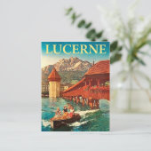 Luzerne, Zwitserland, meisjes op een boot,  Briefkaart (Staand voorkant)