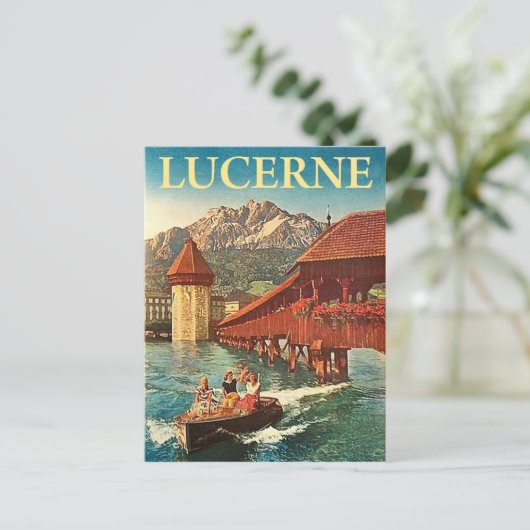 Luzerne, Zwitserland, meisjes op een boot,  Briefkaart (Staand voorkant)