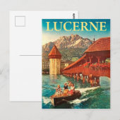 Luzerne, Zwitserland, meisjes op een boot,  Briefkaart (Voorkant / Achterkant)