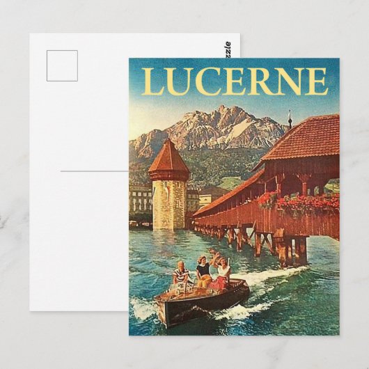 Luzerne, Zwitserland, meisjes op een boot,  Briefkaart (Voorkant / Achterkant)