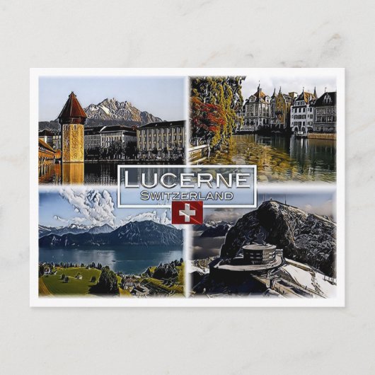 Luzerne - Zwitserland - mozaïek - Briefkaart (Voorkant)