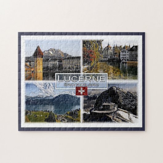 Luzerne - Zwitserland - mozaïek - Legpuzzel (Horizontaal)