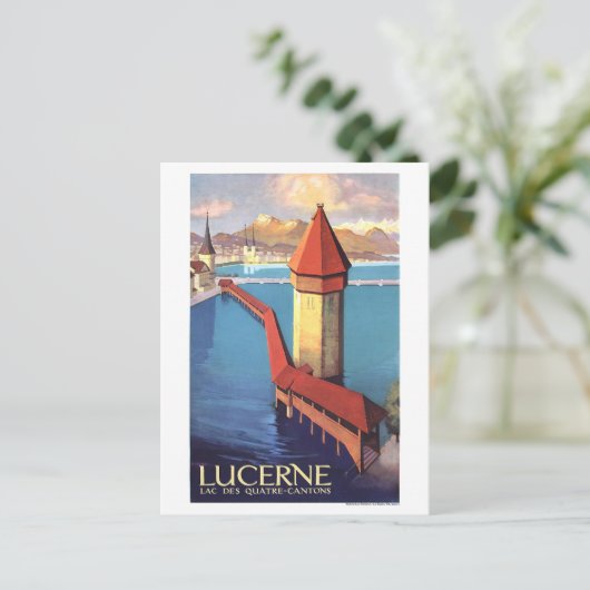 Luzerne, Zwitserland, uitzicht op het meer en een  Briefkaart (Staand voorkant)