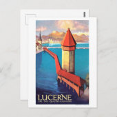 Luzerne, Zwitserland, uitzicht op het meer en een  Briefkaart (Voorkant / Achterkant)