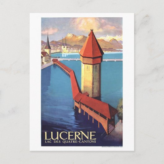 Luzerne, Zwitserland, uitzicht op het meer en een  Briefkaart (Voorkant)