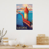 Luzerne, Zwitserland, uitzicht op het meer en een  Poster (Keuken)