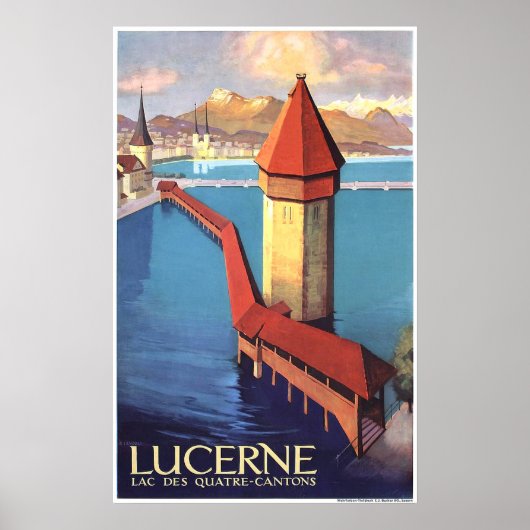 Luzerne, Zwitserland, uitzicht op het meer en een  Poster (Voorkant)