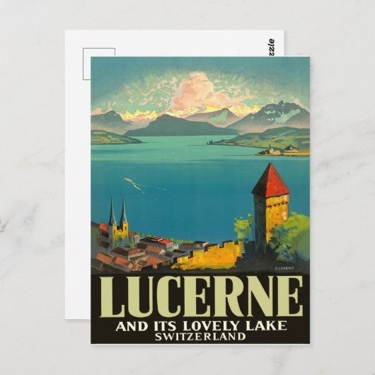 Luzerne, Zwitserland, uitzicht op meer en bergen Briefkaart (Voorkant / Achterkant)