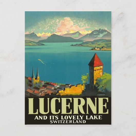 Luzerne, Zwitserland, uitzicht op meer en bergen Briefkaart (Voorkant)
