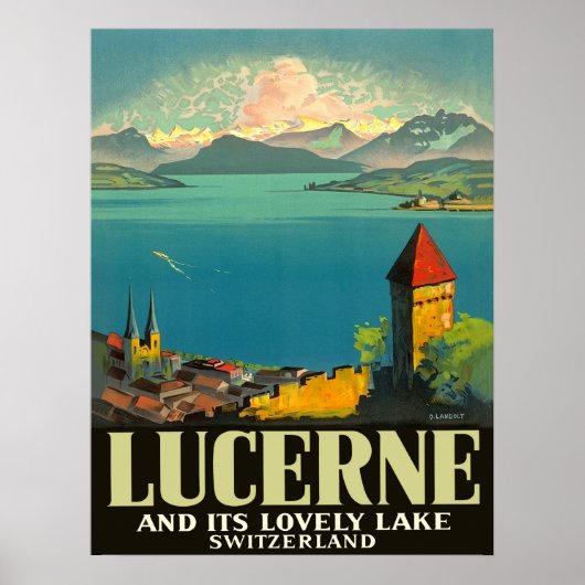 Luzerne, Zwitserland, uitzicht op meer en bergen Poster (Voorkant)