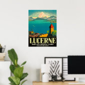 Luzerne, Zwitserland, uitzicht op meer en bergen Poster (Thuiskantoor)