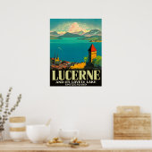Luzerne, Zwitserland, uitzicht op meer en bergen Poster (Keuken)
