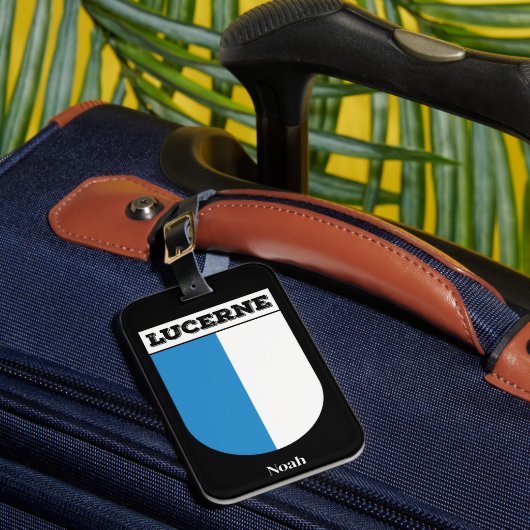 Luzerne, Zwitserland | Zwitserse vuurwapenschild Bagagelabel (Voorkant Insitu 1)