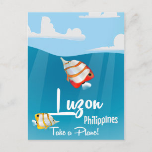 Luzon, Filipijnen cartoon reisposter Briefkaart