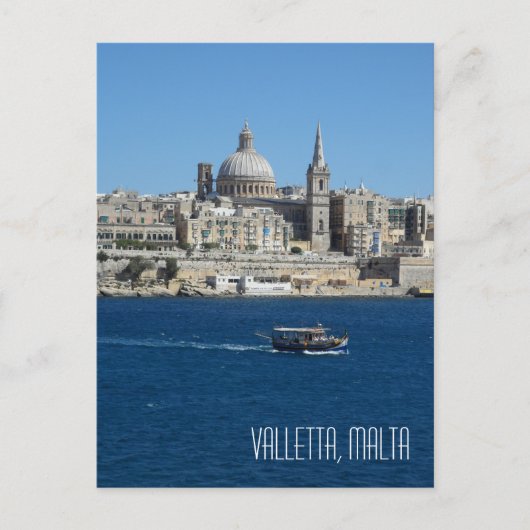 Luzzu Vissen Boat Valletta Skyline Harbour Malta Briefkaart (Voorkant)