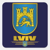 Lviv COA Vierkante Sticker (Voorkant)