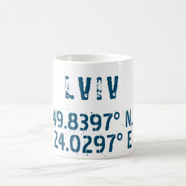 Lviv Oekraïne - Breedtegraad & lengtegraad Koffiemok
