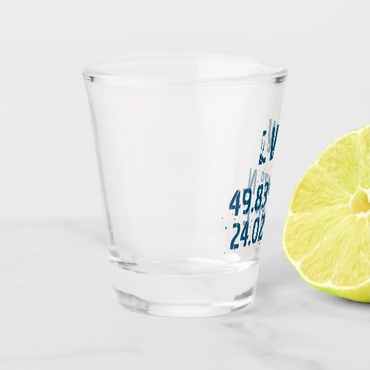 Lviv Oekraïne - Breedtegraad & lengtegraad Shot Glas (Links)