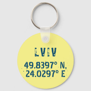 Lviv Oekraïne - Breedtegraad & lengtegraad Sleutelhanger