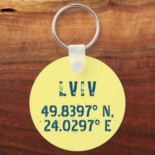 Lviv Oekraïne - Breedtegraad & lengtegraad Sleutelhanger (Voorkant)