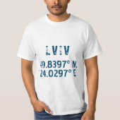 Lviv Oekraïne - Breedtegraad & lengtegraad T-shirt (Voorkant)