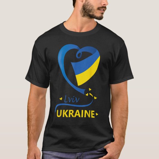 Lviv Ukraine National Flag Heart Emblem Crest T-shirt (Voorkant)