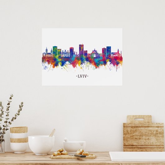 Lviv Ukraine Skyline Poster (Keuken)