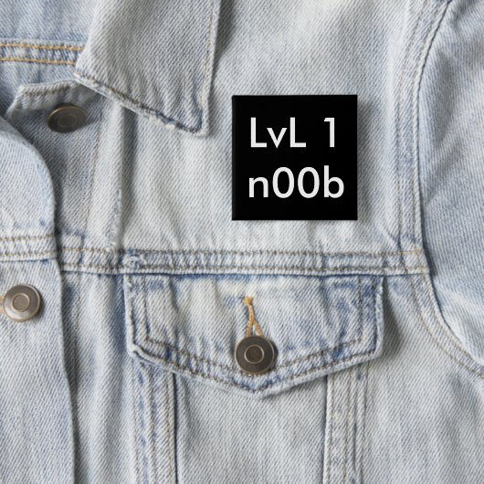 LvL 1n00b Vierkante Button 5,1 Cm (In situ)