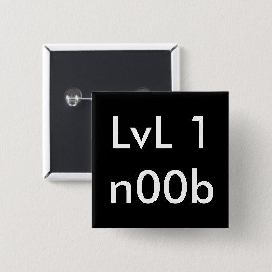 LvL 1n00b Vierkante Button 5,1 Cm (Voorkant /achterkant)