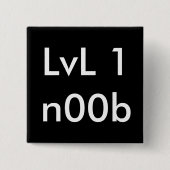 LvL 1n00b Vierkante Button 5,1 Cm (Voorkant)