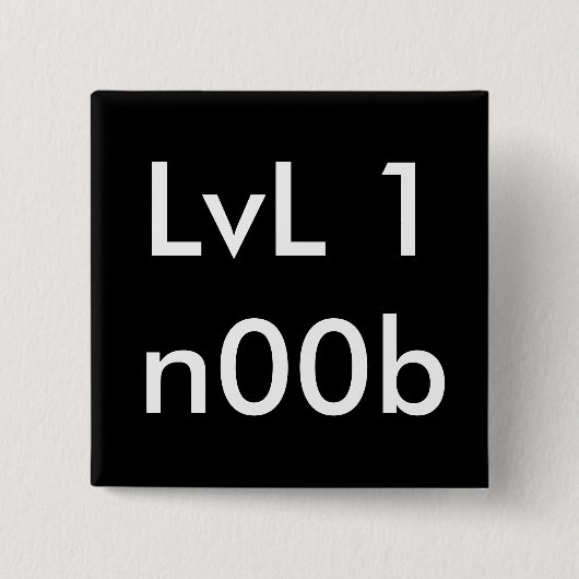 LvL 1n00b Vierkante Button 5,1 Cm (Voorkant)