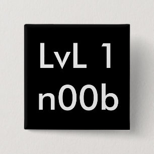 LvL 1n00b Vierkante Button 5,1 Cm