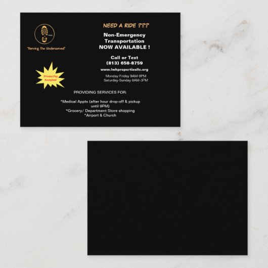 LWH Properties NEMT Notitiekaartje (Voorkant / Achterkant)