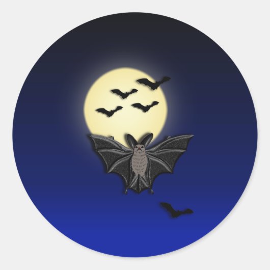 LWood Vleermuis 2 Halloween Ronde Sticker (Voorkant)