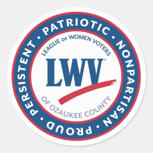 LWVOZ PATRIOTISCH ・ NONPARTISAN ・ PROUD ・ PERSISTE RONDE STICKER (Voorkant)