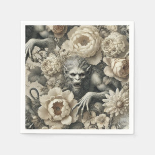 Lycanthropic Splendor - Gotische Weerwolf Bloemen Servet
