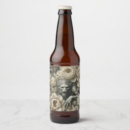 Lycanthropic Splendor - Gotische Weerwolf Bloemenp Bier Etiket