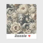 Lycanthropic Splendor - Gotische Weerwolf Bloemenp Sticker (Vel)