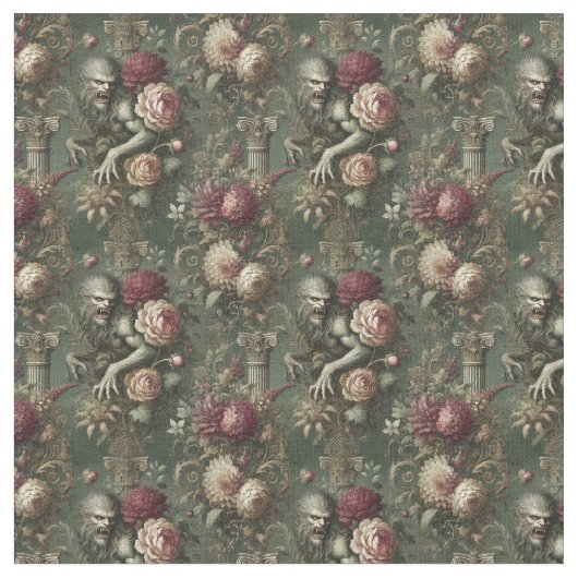 Lycanthropic Verdant – Gothic Dense Tegel Stof (Close Up)